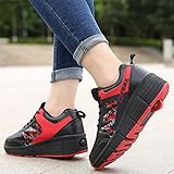 qmj Schuhe Mit Rollen Für Junge Mädchen Laufschuhe Sportschuhe Kinder Skateboard Schuhe Kinderschuhe Mit Rollen Skate Schuhe Trainer Sneakers Rollen Schuhe,Red-42
