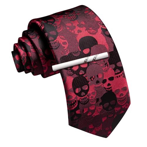 Image of Barry.Wang Silk Ties for Men Fun Necktie and Tie Clip Set for Wedding Party Business Formal Extra Long