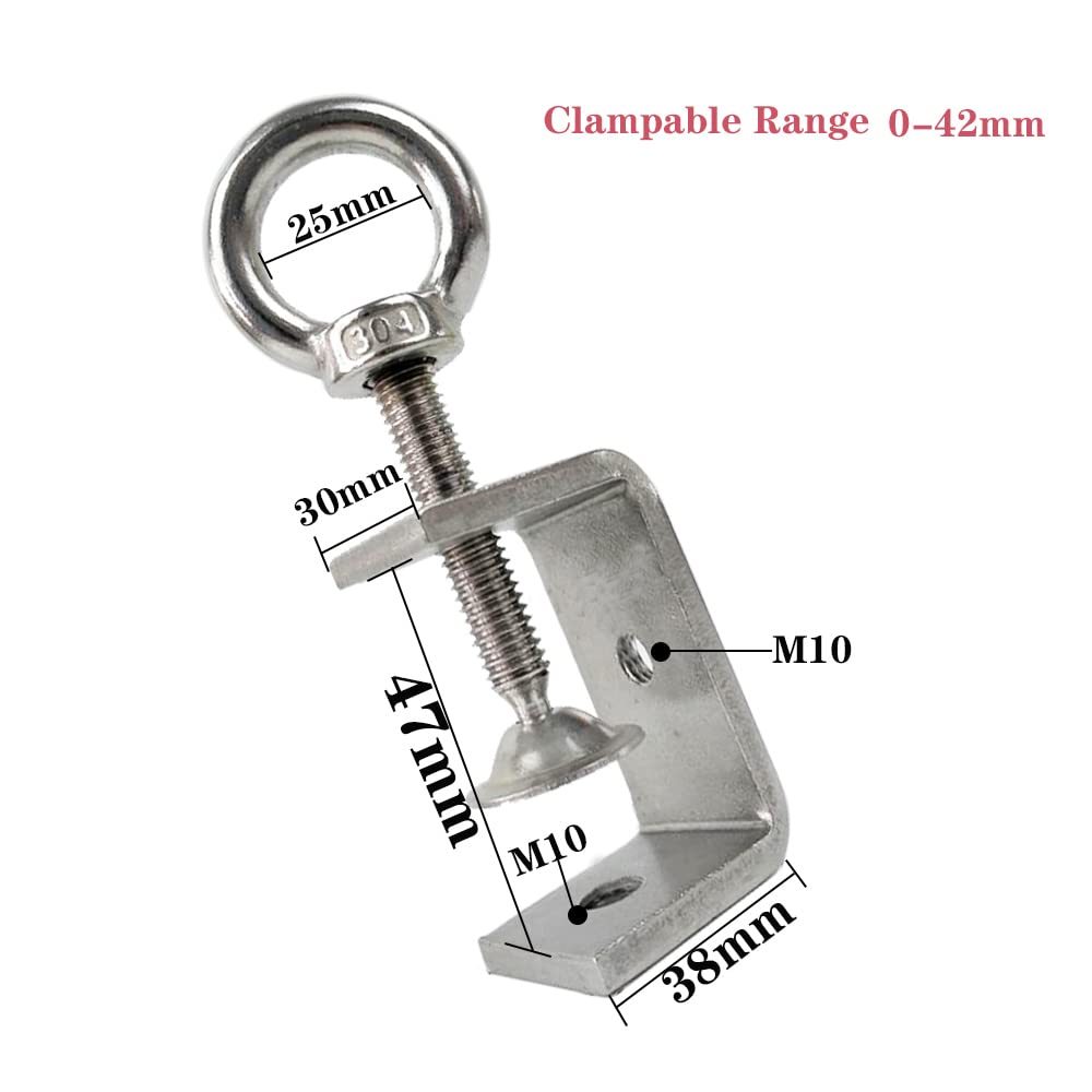 Pince Robuste Acier Inoxydable, 2 Pcs Serre-Joints C 47mm, Fixation Travail Bois, pour Bricolage, Soudage, l'Ébénisterie, Couleur Argent (avec Anneau de Levage)