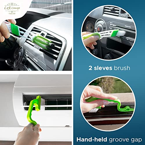Window Groove Cleaning Brushes Tools – Set 7 Pcs Hand-Held Door Sliding Track Crevice Gap Groove Corner & Squeegee Cleaner For Shower Sliding Doors, Tile Lines, Car, House, Glass, Sill Cleaner Tool #TOP4