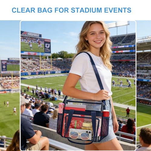 Image of Busiuw Clear Bag for Stadium Events, Stadium Approved 12x12x6 Clear Tote Bag for Sport Fan, Work Concert Travel