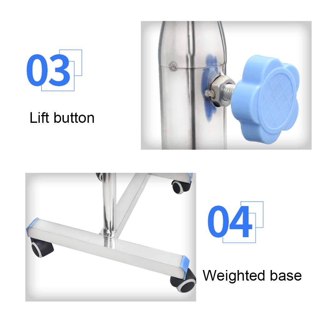 Soporte de bandeja móvil, carrito de altura ajustable para equipos médicos, tatuajes, spa y salón, médico y cuidado personal