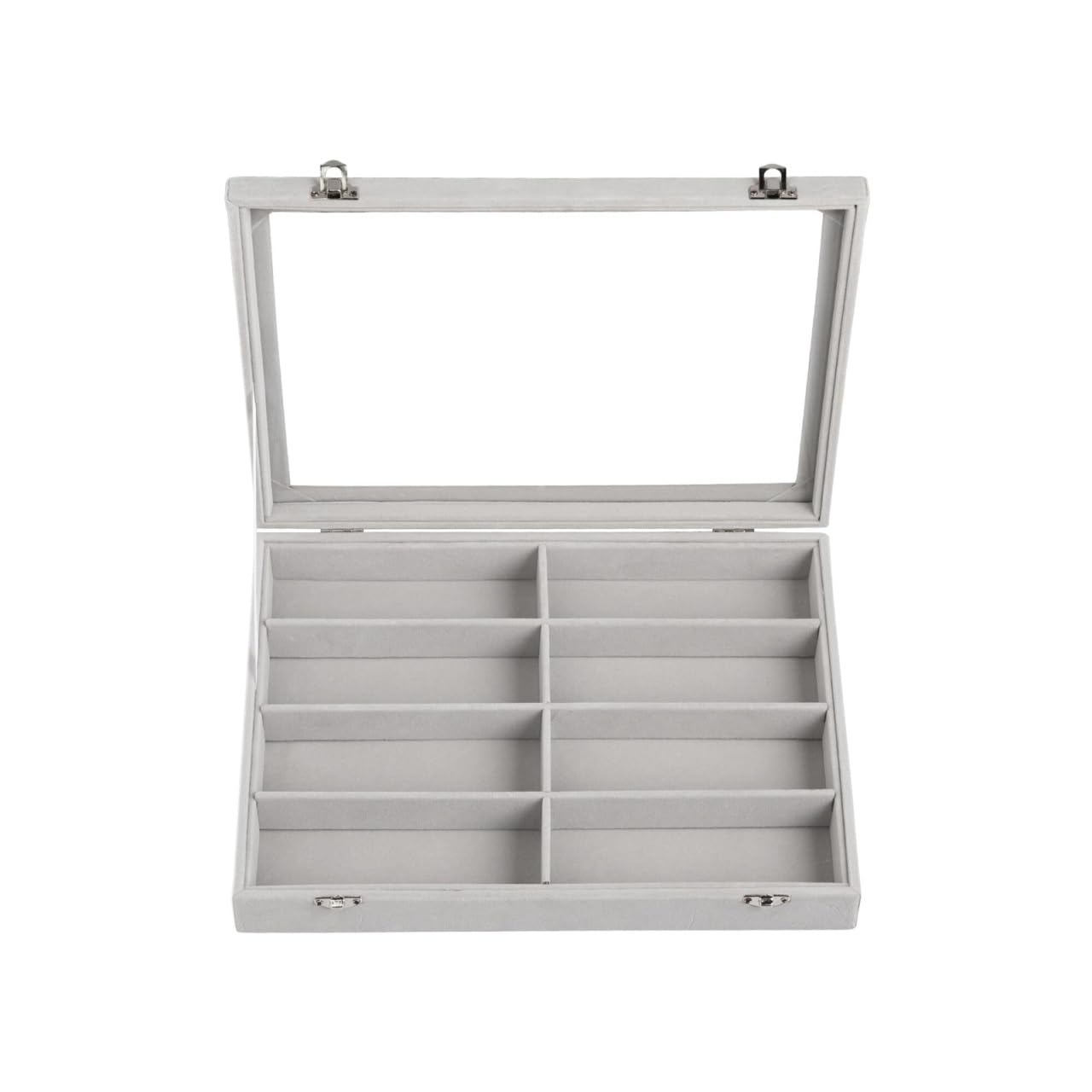 DANNMPX Eyewear Organiser Velvet Glasses Organizer 8-Slot Sunglasses Tray Box Storage(Grey,No lid)