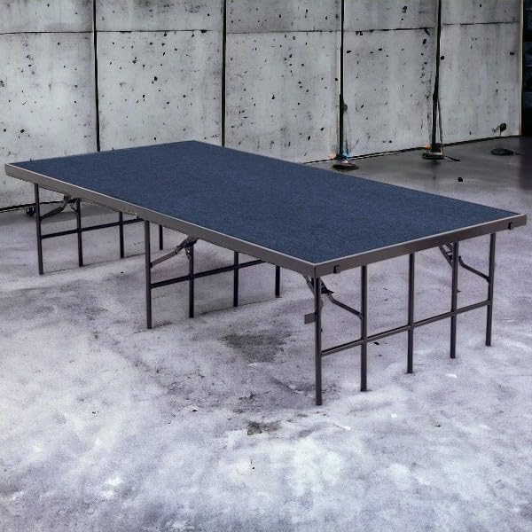 Blue Single Height Portable Stage with Carpet - 48