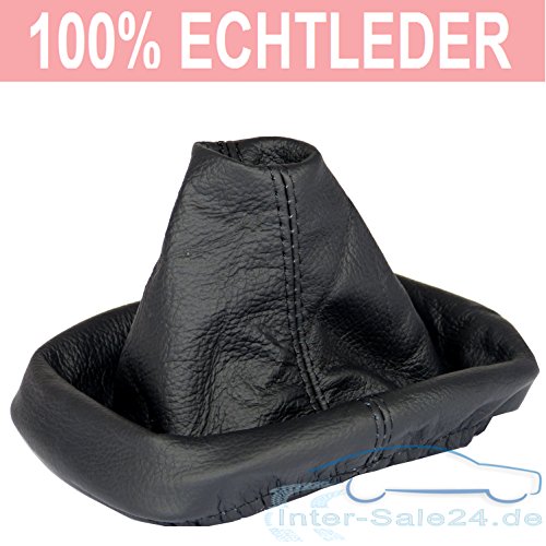 Intersale L&P A0037 Funda Saco Cuero de Real Piel Genuina Negro con Costura Negra de Palanca de Cambios Cambio Velocidad velocidades Marchas Saco de conmutación