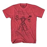 Marvel Deadpool Vitruvian T-Shirt (Red Heather, Large)