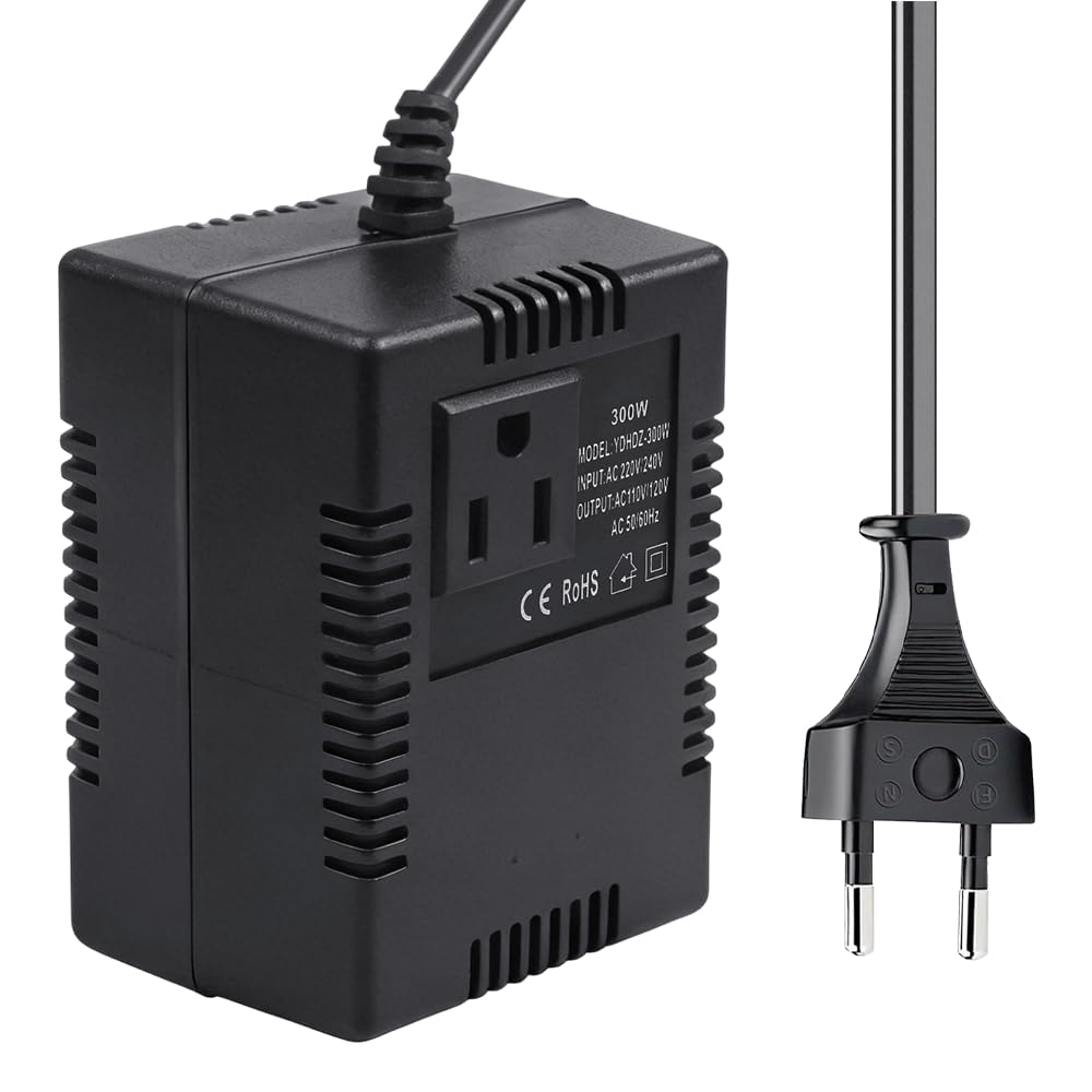Spannungswandler Transformator 220v auf 110v, 300W Netzadapter Schritt Runter Stromkonverter, Voltage Converter 220v to 110v mit Stecker, Reisestromadapter Spannungswandler für Handys, Rasierer