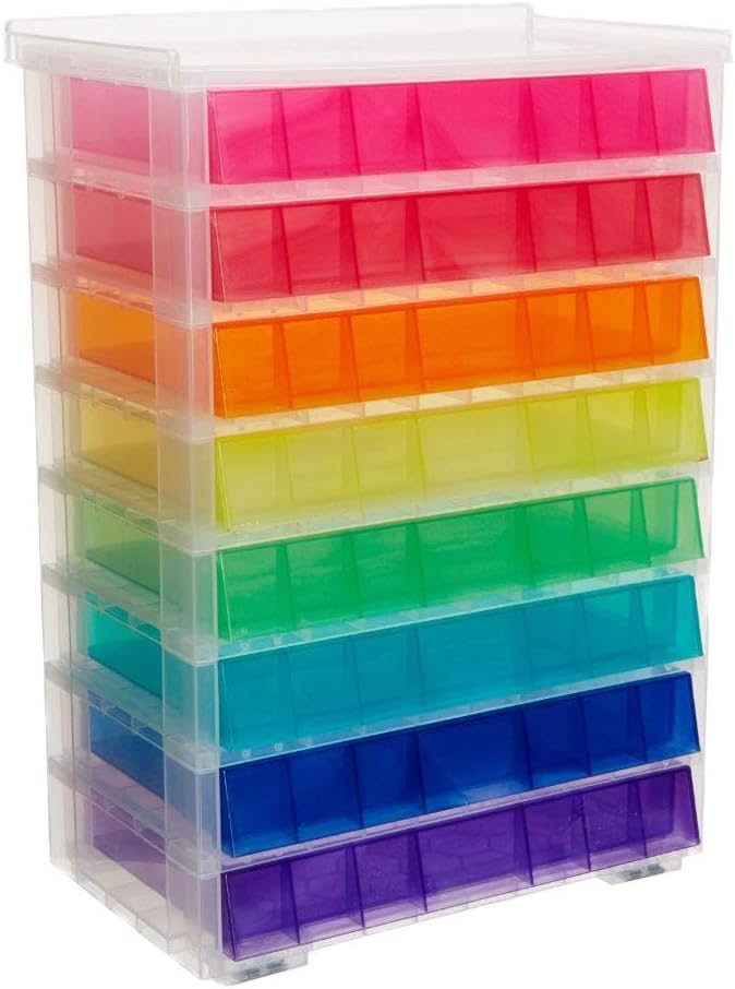 Storage Drawer Unit 8 x 0.9 Litre Rainbow - Color: Clear/Rainbow