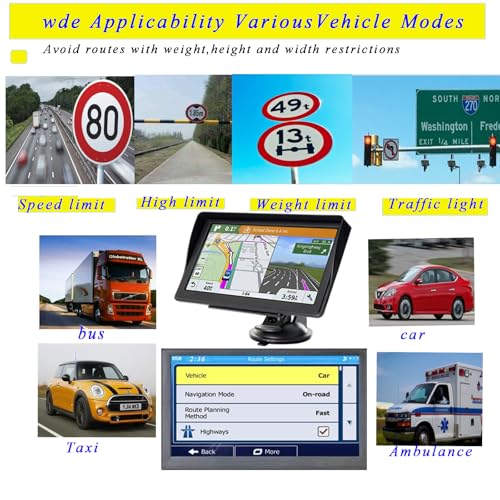 Image of GPS Navigator for Car Truck RV - 7'' HD Touchscreen Navigation System, 2026 Maps Free Lifetime Updates, Speed & Red Light Warning, Turn-by-Turn Voice Guidance, GPS Navigation for All Cars