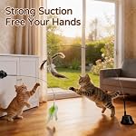 Interactive Cat Toys for Indoor Cats, Flying Bird Feather Toy, Cat Teaser Enrichment with Adhesive-Backed Suction Cups, Self-Play Teaser for Bored Cats - Image 2