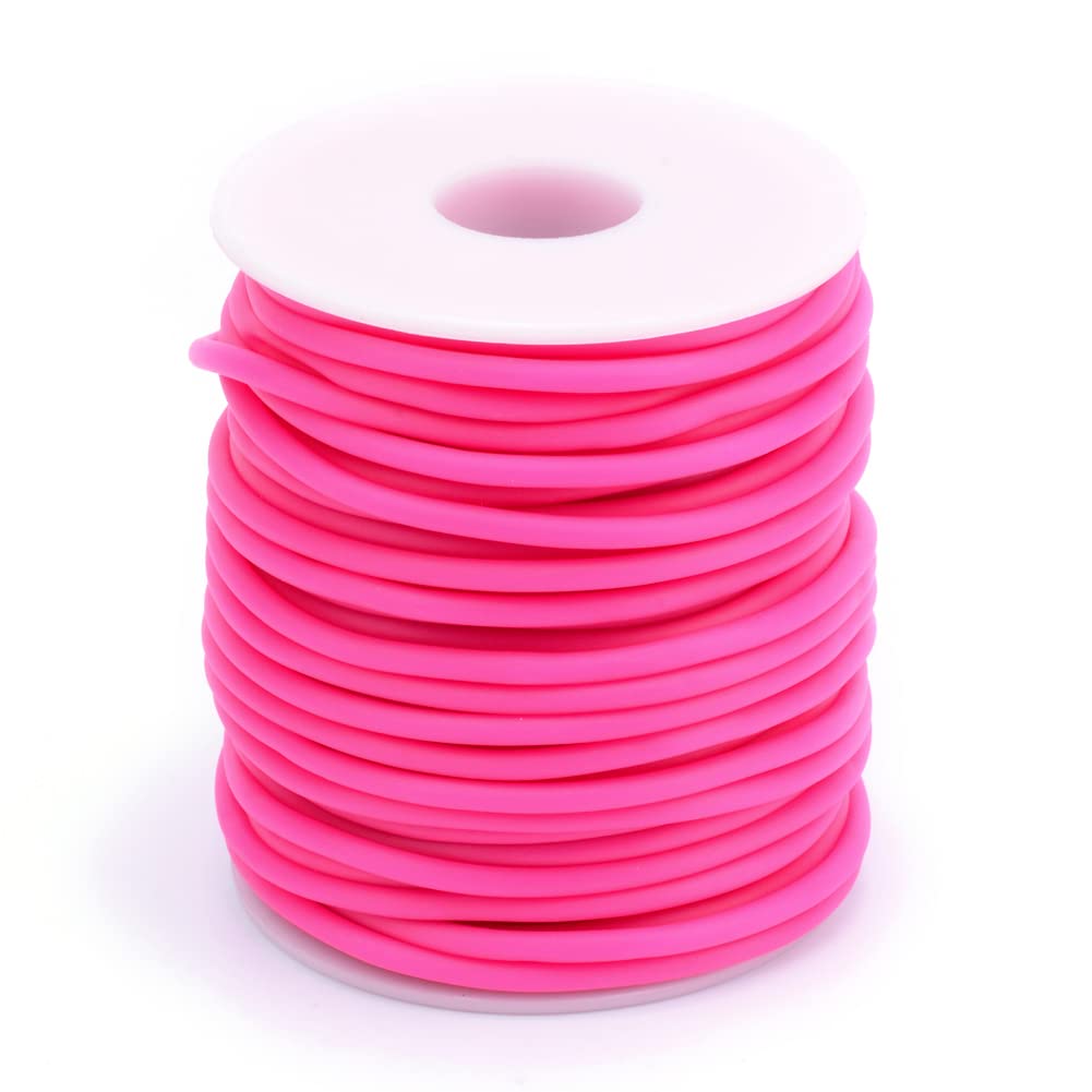 Craftdady 25m Hollow Pipe Tubing PVC Rubber Cord Rubber Tube Cord Wrapped Around For Memory Wire Necklace Bracelet Knitting, Camellia