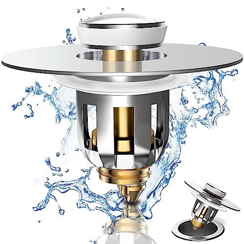 Bathroom Sink Stopper Malachi,1.1~1.5” Bathtub Stopper With Hair Catcher, Bullet Core Push Type Basin Pop-Up Drain Filter #TOP3