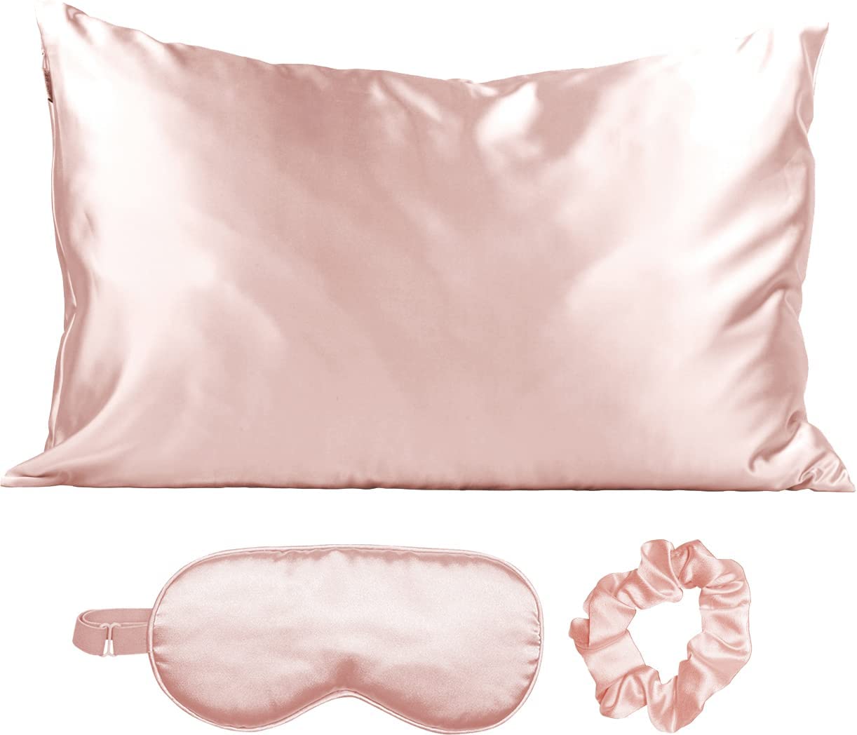 Satin Sleep Set, Softer Than Silk - Includes 1 Satin Pillowcase, 1 Satin Eye Mask, and 1 Satin Volume Scrunchie