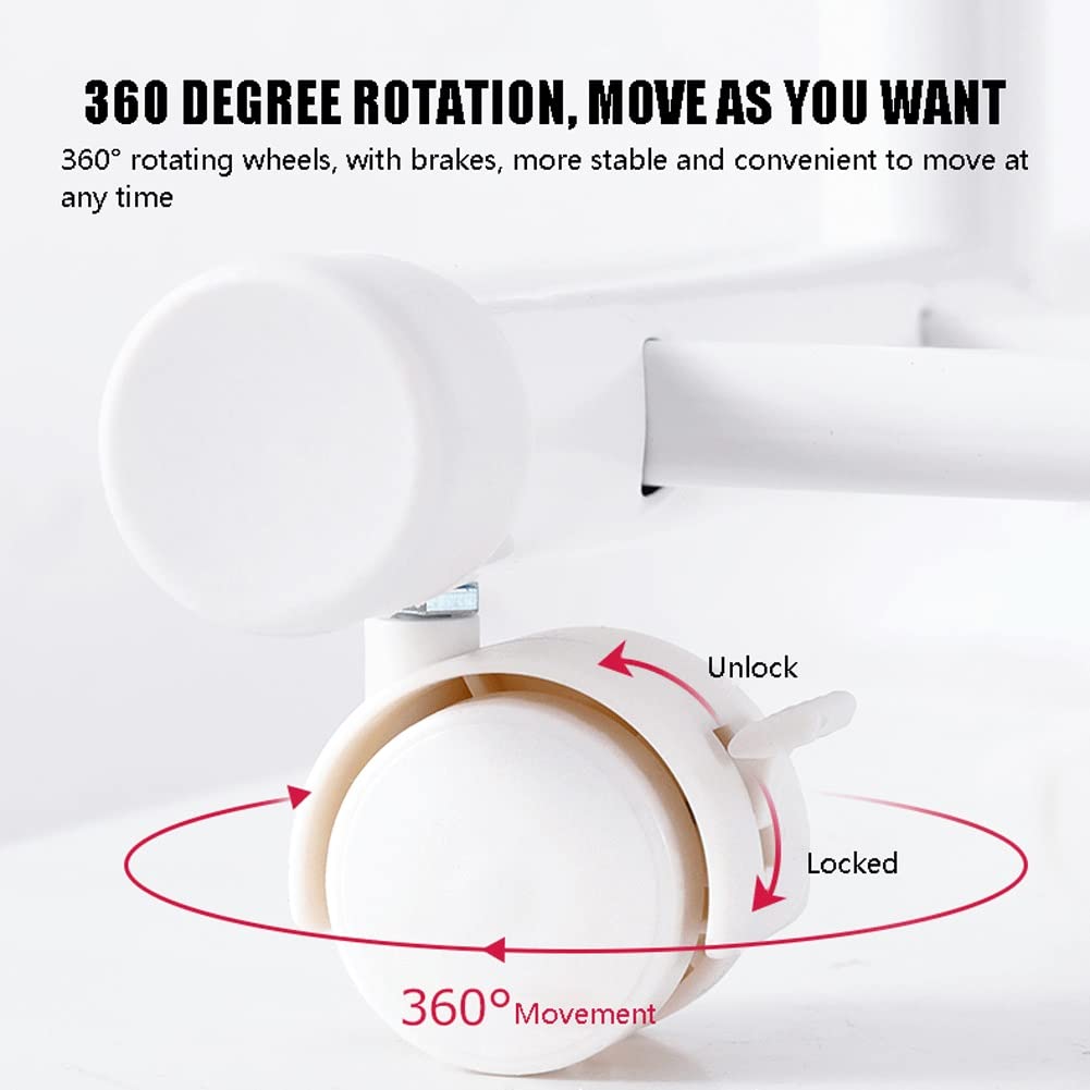 Perchero de una Sola Barra pequeño Perchero con Ruedas y estantes para Colgar Ropa de Metal Resistente nizador de Almacenamiento para Dormitorio (Blanco-86X43X170cm