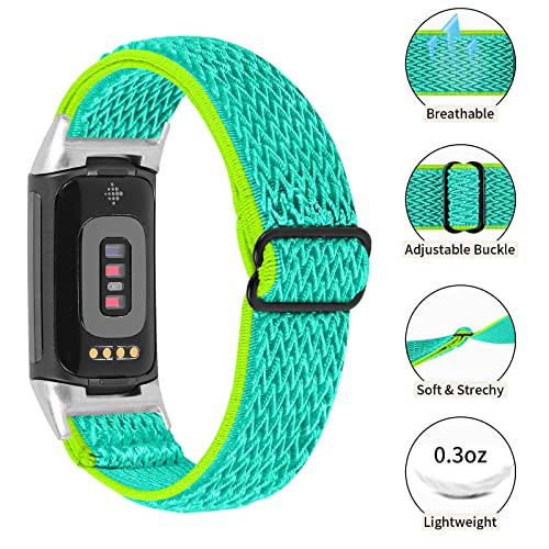 Pulseiras de lona de nylon compatíveis com Fitbit Charge5, pulseira de substituição esportiva de nyl