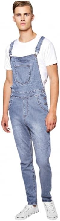 Island Trading Mens Stonewash Blue Designer Denim Dungarees Dungaree Jeans Bib Overalls