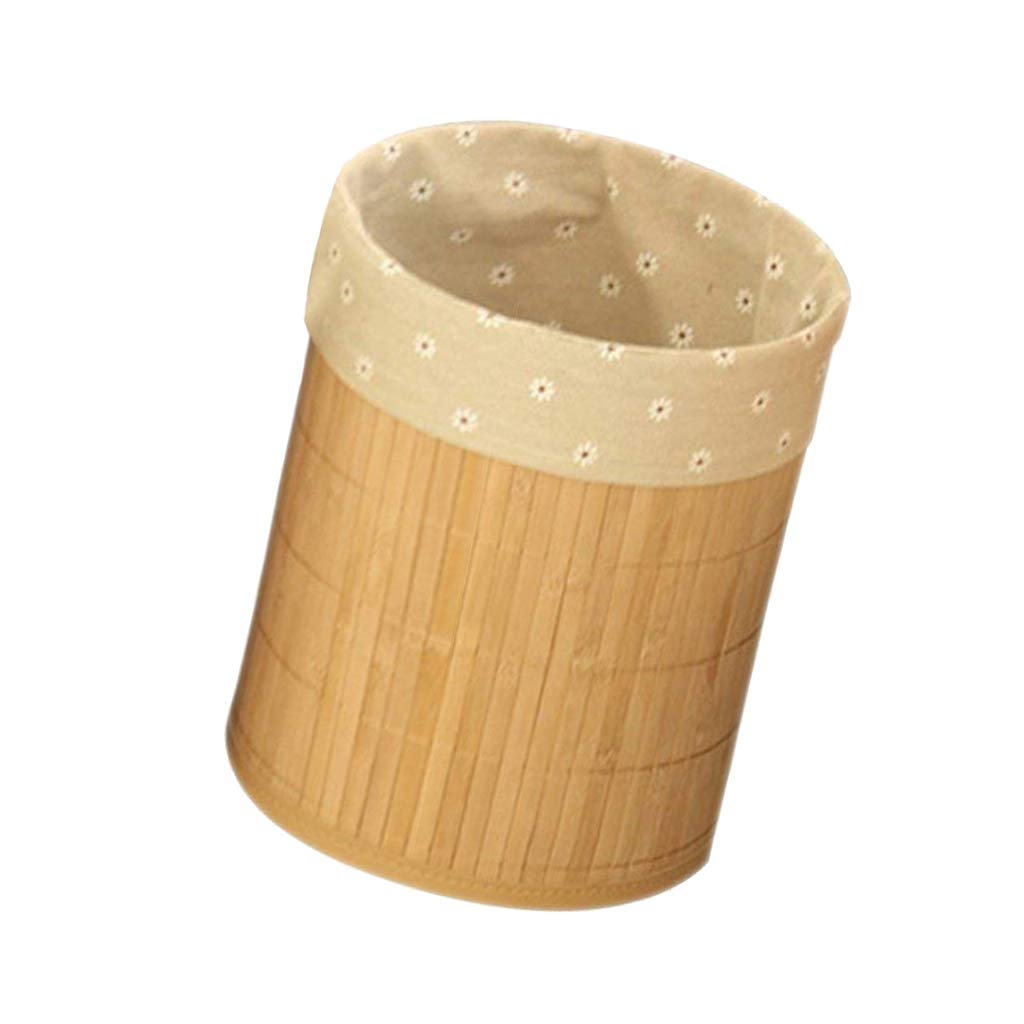 perfk Pattumiera Rotonda Pieghevole in Bambù per Bagno, Camera Letto, Ufficio in Casa, Cucina, 8.66.D x10.63.H Pollici