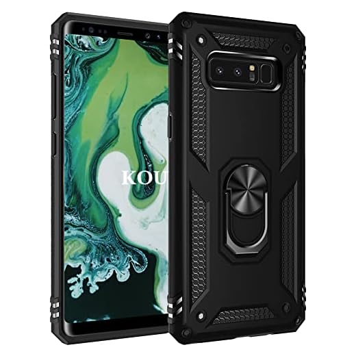 KOUYI Coque pour Samsung Galaxy Note 8,Double Couche Renforcée Défense Militaire Anti-Chute Bumper TPU Silicone Antichoc Armure Housse Etui avec Anneau Support pour Samsung Galaxy Note 8 (Noir)