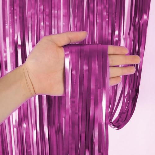 Image of TREND N ART Premium Metallic Foil Curtain 3x6 Ft Each for Party Decoration, Shimmer Backdrop for Birthday, Anniversary & Wedding, Easy to Hang Door & Wall Decoration Photo Booth (4, Pink)