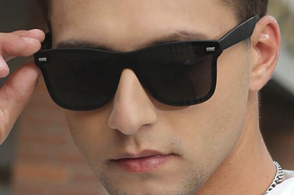 Square Frame Unisex Sunglasses for Women & Men | Black Frame and Black Lens With Silver Stud on the Front | Sunglasses UV400 Protection - Black4