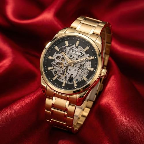 Image of Ferro Roma Eterna Skeleton Black Round Dial Men's Watch - FM40106A-B2