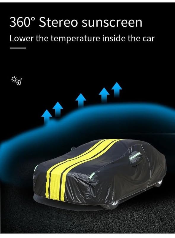 Image of PROTEGO All Weather Protection Car Cover for Hyundai I10 2007-2013 | Anti Dust, 100% Waterproof, Durable Cover - Triple Stitched Elastic Grip with Mirror Pocket | (Spyro Legend, Black,Yellow)