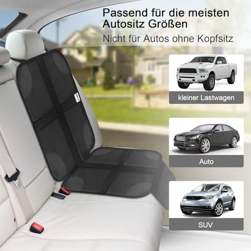 Ezilif Kindersitzunterlage 2 Stück ISOFIX geeignete Sitzschoner Auto Kindersitz, mit Anti-Rutsch Funktion Autositzschoner, Autositzauflage Sitzschutz (Schwarz)