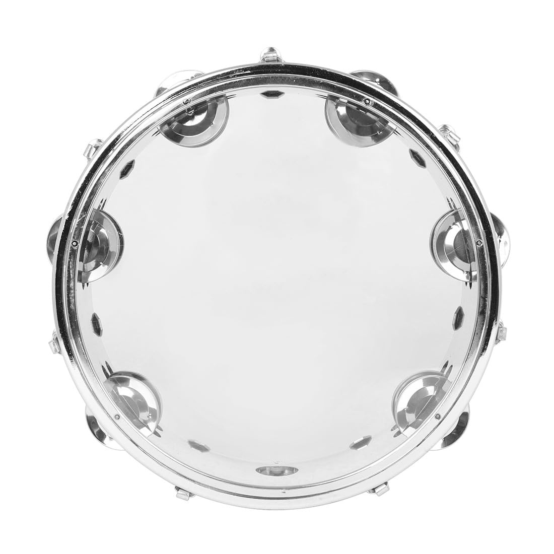 8 Zoll Selbsttuning Doppelreihe Handbell Drum Band Performance Hand Clap Drum Tamburin Tamburin für Kirche Tamburine für Erwachsene (weiß)