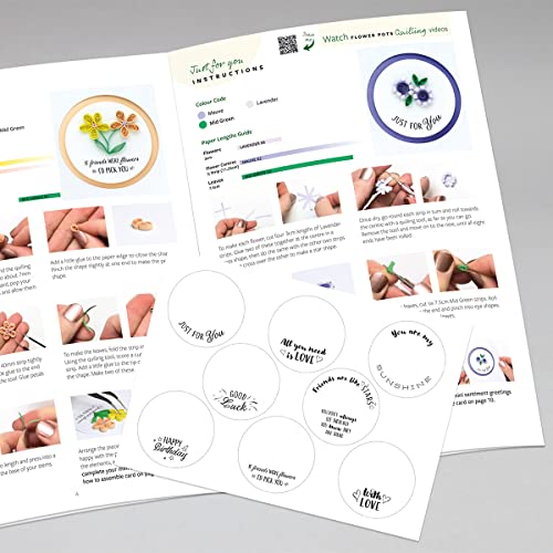 Katy Sue Miniature Sentiments Guided Paper Quilling Card Making Kit With Quilling Tool, Angled Craft Tweezers & 60Ml (2 Fl Oz) Of Anita's Tacky Pva Glue #TOP4