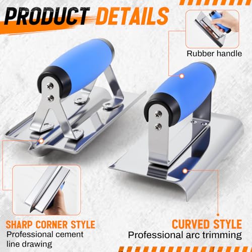 MorningRo 6pcs Concrete Hand Tools Set Masonry Tools Includes Stainless Steel Concrete Hand Edger, Groover, Finishing, Pointing, Gauging and Tool Bag for Cement Beginner Kit - Image 3