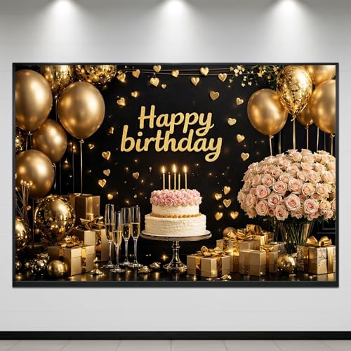Image of Happy Birthday Theme Backdrop Banner 5x7 ft - Digital Print Cloth Background, Reusable Birthday Party Wall Decoration for Girls, Photo Booth & Stage Decor (BD 33)