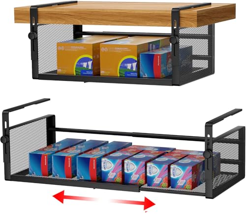 AmonHouseware 2Pack Under Shelf Basket, Adjustable...