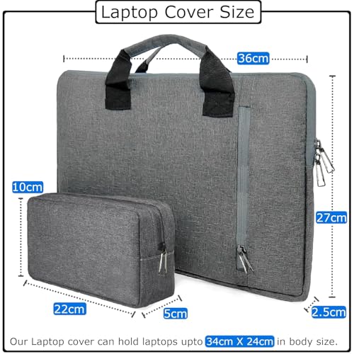 Image of Laptop Sleeve for 14 inch Laptop, Set of 2 Grey Fabric Sleeves (14)