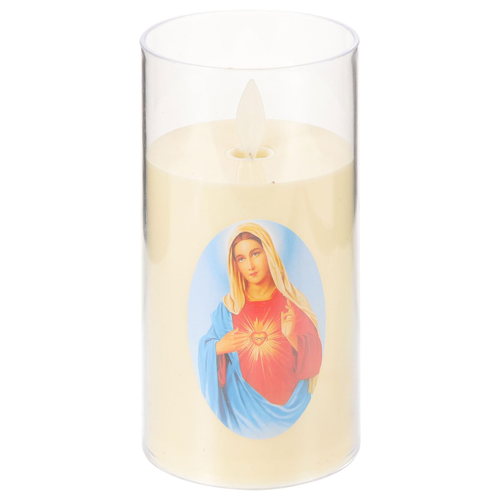 POPETPOP Battery Operated Prayer Candle Led with Flickering Flame Mary Candle for Catholic Devotion Religious Ceremonies and Indoor Decorative Lighting Safe Flameless Night Light