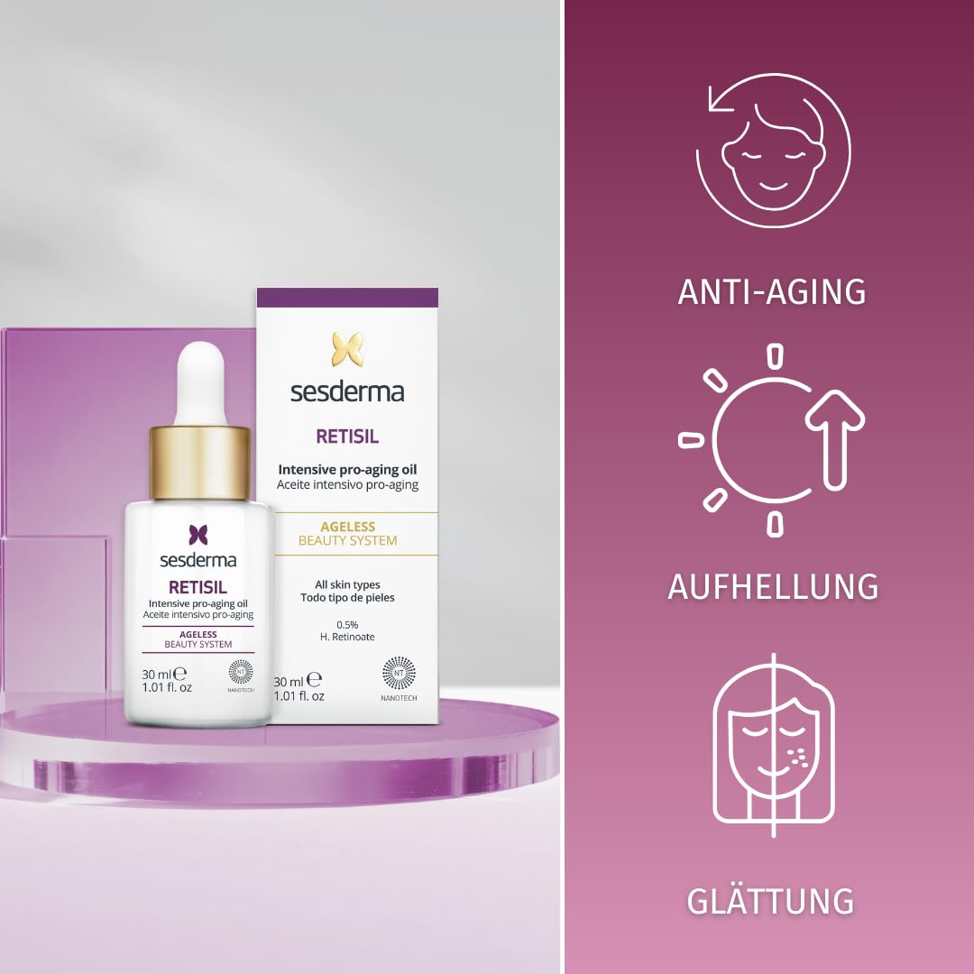 SESDERMA Retisil Intensivöl 30ml -Anti-Aging Gesichtsöl mit Pro-Retinol & Hydroxypinacolonretinoat für reife Haut - Reduziert Falten, strafft & spendet Feuchtigkeit - Regenerierendes Serum Öl