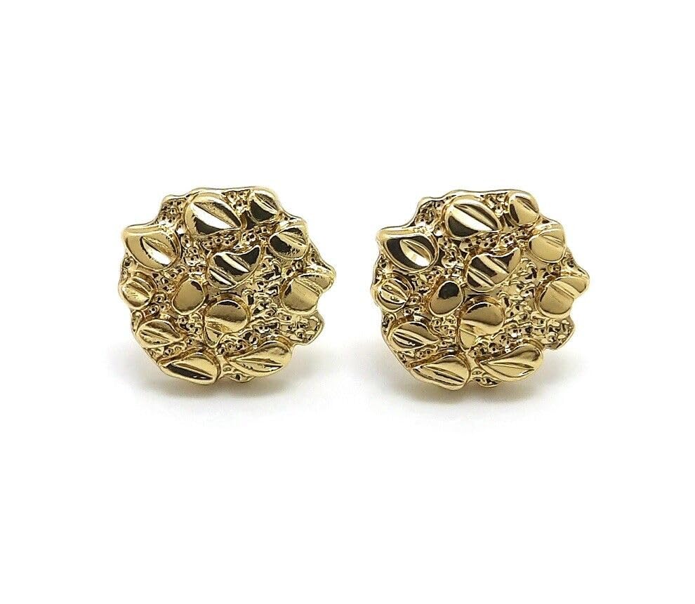 Golden Nugget Cookie Hip Hop Jewelry 14K Gold Plated Surgical Steel Post Pierced Fashion Stud Earring Earrings For Unisex, Men, Women