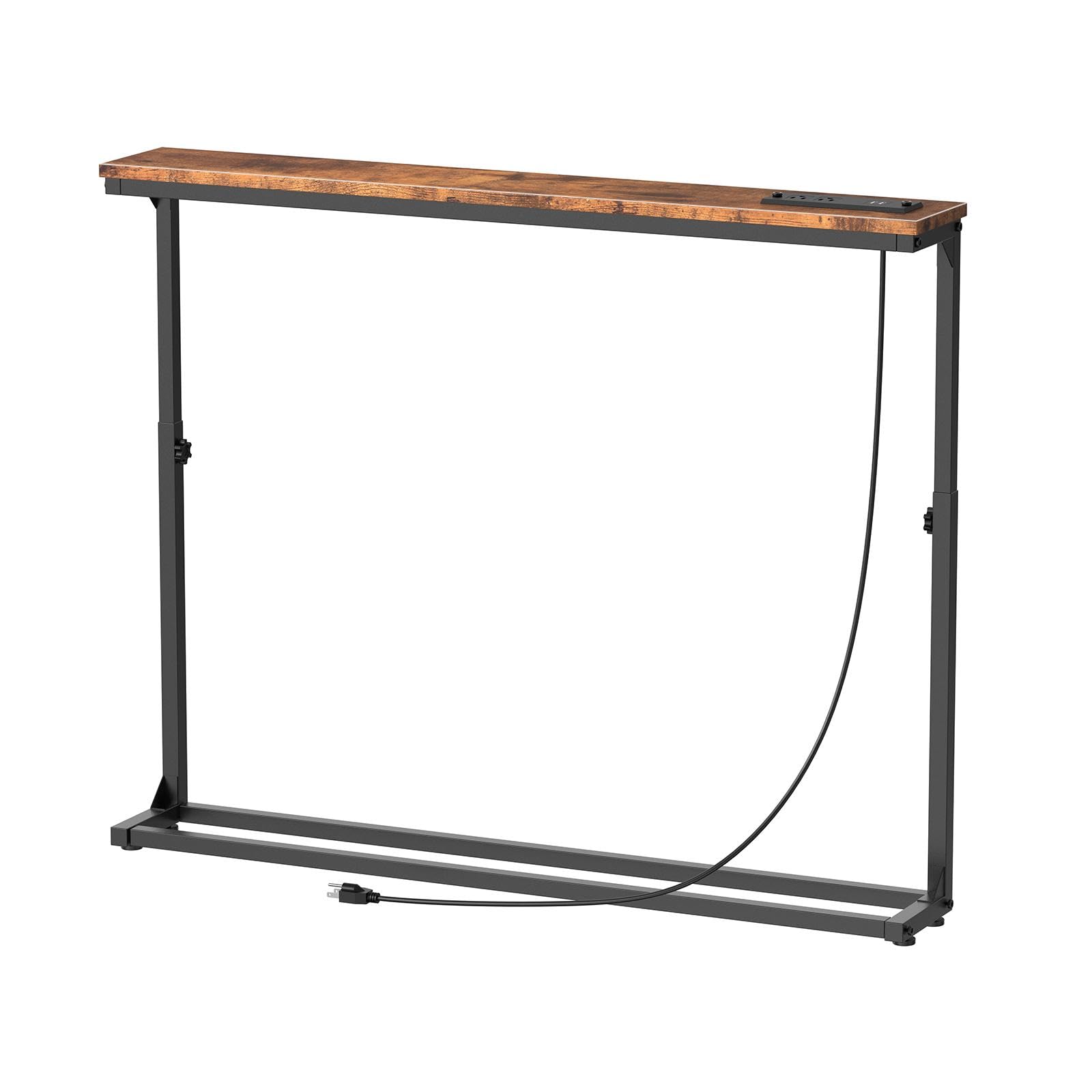 HOOBRO EBF95CXG01 Wąski stolik konsolowy (15 cm szerokości), z regulacją wysokości (63,5-83,5 cm), stolik kawowy ze stacją ładującą, stolik pomocniczy, stolik do przedpokoju, do wejścia, korytarza