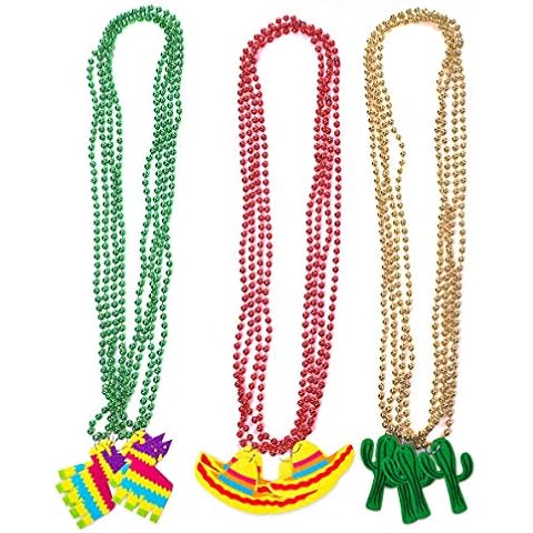 jollylife 21PCS Cinco de Mayo Fiesta Necklaces Beads Mexican Party Favors Decorations Birthday Supplies Cover