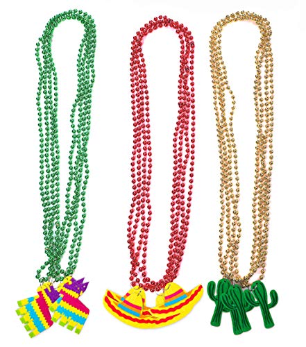 21PCS Cinco de Mayo Fiesta Necklaces Bead- Mexican Birthday Party Favors Supplies Decorations