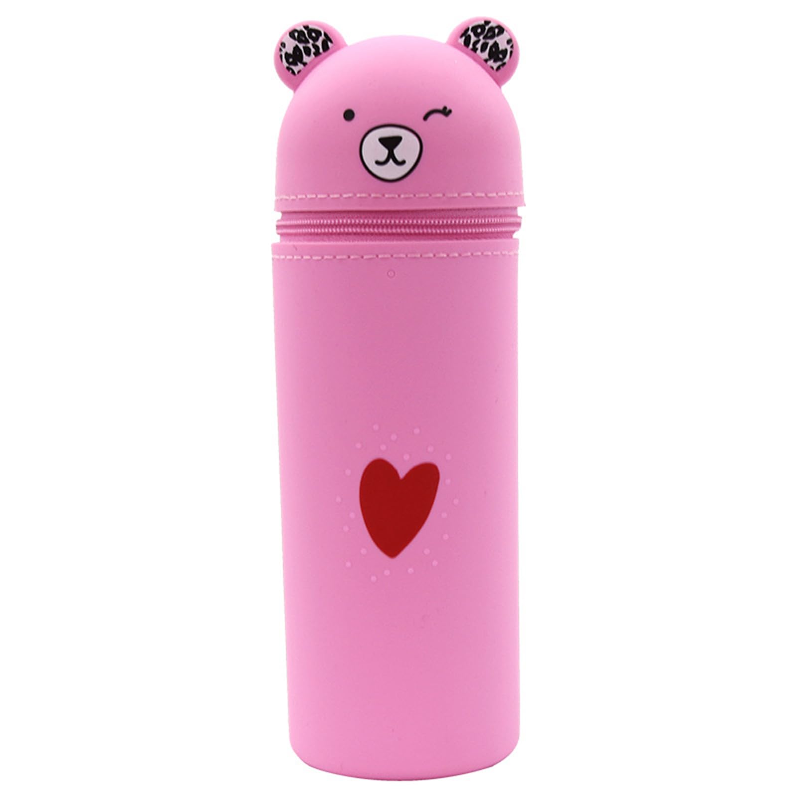 Maxtonser Cartoon Pen Case Silicone Pen Pouches Big Capacity Stationeries Bag Standing up Pen Case Zippered Pen Bag for