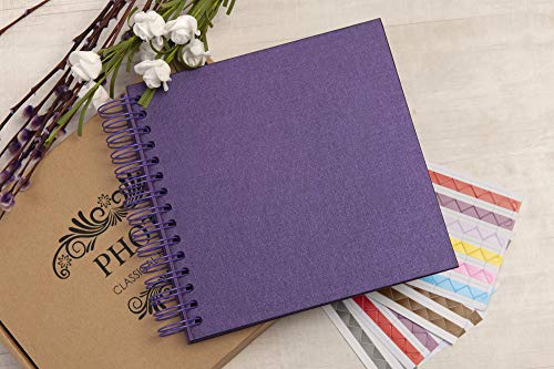 image for YX-1 8 x 8 Inch DIY Scrapbook Photo Album Hardcover Kraft Blank Purple