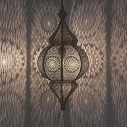 Lamparas De Techo Para Casas Antiguas Casa Moro Lámpara oriental Hayat dorada con casquillo E27, cadena y dosel en aspecto dorado antiguo, magnífica lámpara de techo para efectos LN2030