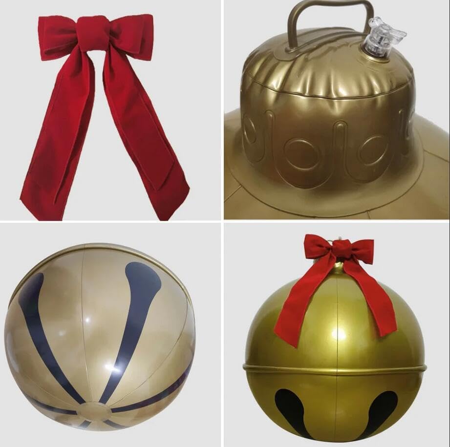 Miniatura 3 de Bola de Navidad inflable gigante de 23.6 pulgadas, adornos inflables para exteriores, diversión al aire libre, decoración de patio al aire libre