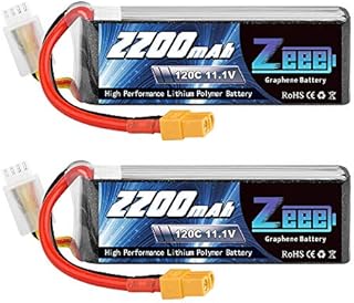 Zeee 3S 120C 2200mAh 11.1V Lipo Battery with XT60 Plug RC Graphene Lipo for FPV Drone Quadcopter Helicopter Airplane RC Boat RC Car RC Models(2 Pack)