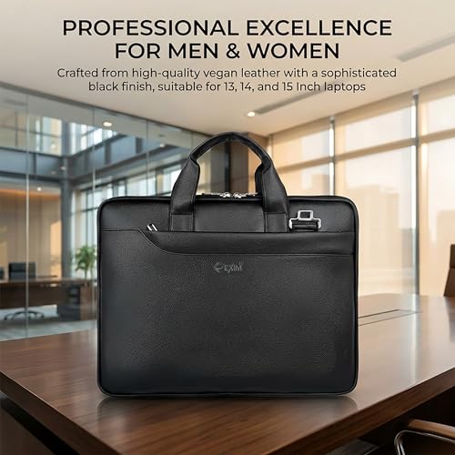 Image of EXIM Prime Laptop Bag for Men Office Use| Office Bag for Men| Vegan Leather Laptop Messenger Bag| Fits Up to 15.6 Inch Laptop| Business Briefcase with Handle and Shoulder Strap