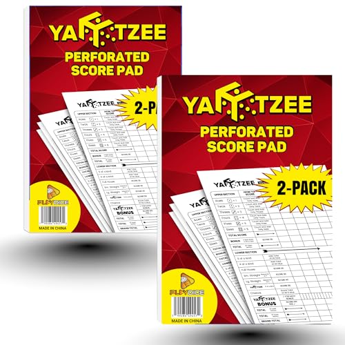 PlayDice Perforated Score Pads for Yahtzee: 120 Easy Tear Off, Large Print Score Sheets (2-Pack)