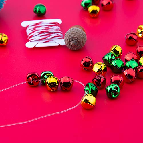 image for SAVITA 240Pcs Christmas Jingle Bells, DIY Craft Jingle Bells with 20m 