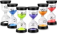 EMDMAK Colorful Sand Timer Set: 6 Pack Hourglass Timers (1/3/5/10/15/30 Min) for Kids, Classroom, Games & Home