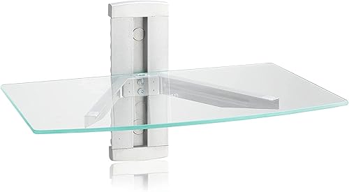 Estante flotante de vidrio suptek, soporte de pared para TV con estante para reproductor de DVD  PS4  Cajas de cable  Consolas de juegos  Sky Box