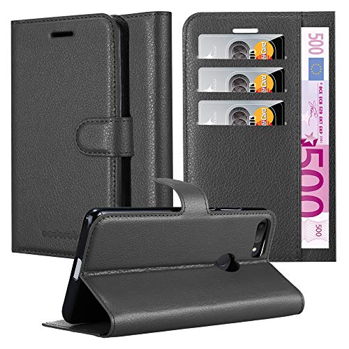 Cadorabo Funda Libro para Alcatel 1S 2019 en Negro Fantasma - Cubierta Proteccíon con Cierre Magnético, Tarjetero y Función de Suporte - Etui Case Cover Carcasa